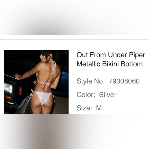 NWT UO Out From Under Isla Metallic Bandeau Bikini Set Top-Size L Bottoms-Size M - Picture 5 of 16